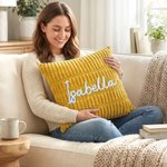 Personlig flerfarget linje broderi navn mykt kast pute deksel hjem dekorasjon daglig bruk bursdagsgave til barn familie venner