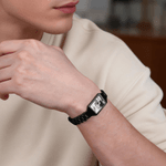 Personalised Heat-Reactive Photo Bracelet with  Engraved Text Meaningful Birthday Holiday Father's Day Gift for Father Brother