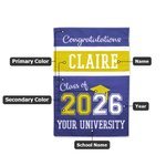 Personalised Double-sided Graduation Garden Flag with Name and Class of 2026 Multicolour Yard Porch Decoration Gift for Graduates Seniors