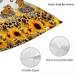 Personalised Bear Mom and 1-6 Baby Bears Sunflower Leopard Print Soft Cushion Cover with Names Home Decor Mother's Day Gift for Mom