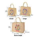Personalised Cute Easter Bunny Birth Flower Large Capacity Jute Tote Bag with Name Daily Use Easter Gift for Friends Kids