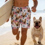 Personlig 1-5 ansiktsfoto amerikansk flagg hurtigtørkende badebukse badeshorts med nettingfôr Independence Day Beach Party gave til menn