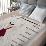 Henkilökohtainen sarjakuva Valmistuminen merkki motivoiva viesti nimi pehmeä heittää peitto vuosi ja nimi Valmistuminen lahja valmistuneille