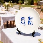 Assiette en céramique avec nom et support pour portrait d'animal de compagnie personnalisé et dessiné à la main Décoration de la maison Utilisation quotidienne Sympathie Cadeau commémoratif pour le pr
