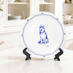 Assiette en céramique avec nom et support pour portrait d'animal de compagnie personnalisé et dessiné à la main Décoration de la maison Utilisation quotidienne Sympathie Cadeau commémoratif pour le pr