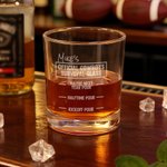 Personalized Football Team Pour Line 10 oz Whiskey Glass with Name Father's Day Birthday Gift for Football Fans
