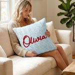 Personlig flerfarget linje broderi navn mykt kast pute deksel hjem dekorasjon daglig bruk bursdagsgave til barn familie venner