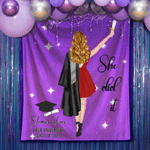 Personalized Cartoon Graduate Character Backdrop with Name School and Year Graduation Gift for 2026 Graduates