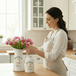 Personalised Cartoon Animal Wreath White Ceramic Vase with Name Home Decoration Mother's Day Birthday Gift for Mom Grandma