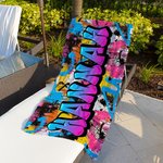 Gepersonaliseerd Stijlvol Graffiti Sneldrogend Strandlaken met Naam Strandfeest en Reisbenodigdheden Verjaardagscadeau voor Kinderen en Familie