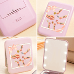 Gepersonaliseerde Hand Geboorte Bloem Dubbelzijdige Make-up Spiegel met Naam en LED Licht Moederdag Verjaardagscadeau voor Mama Oma