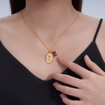 Personalised Retro Birth Flower Birthstone Necklace Dainty Jewellery Mother's Day Birthday Anniversary Gift for Mom Grandmom Women