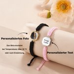 Personalisiertes verstellbares Armband mit verstecktem wärmeaktiviertem Foto Textgravur Geburtstag Valentinstag Jahrestag Geschenk für Freunde Paare