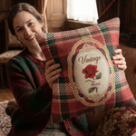 Personalizado Vintage Plaid Nacimiento Flor Suave Funda de Almohada con Nombre Decoración del Hogar Día de la Madre Regalo para Mamá Mujer