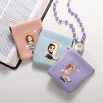Personalisierte Kreuz Bibel Buch Cartoon Gebet Charakter PU Leder Rosenkranz Tasche mit Namen Taufe Konfirmation Geschenk für christliche Frau