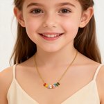 Personalised Colourful 3D Enamel Bubble Letter Name Sterling Silver Necklace Minimalist Jewellery Birthday Gift for Women Kids