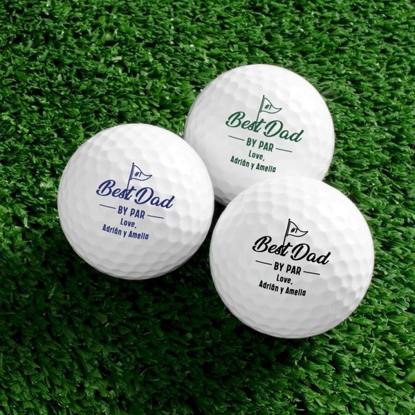 Pelotas de golf personalizadas juego de 3 con nombres coloridos y diseño best dad by par regalo de cumpleaños Día del Padre para hombres y padre