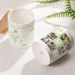 Personlig 6-fotokollage Födelseblomma Keramisk växtkruka med namn och bambubricka Mors dag Födelsedagspresent till mamma mormor