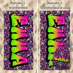 Personlig graffiti strandhandduk med namn stort sandfritt snabbtorkande badlakan unik present för födelsedag semester och resa