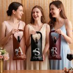 Personalized Pearl Effect Birth Flower Initial PU Leather Protective Wine Bag with Name Mother's Day Wedding Party Anniversary Gift for Wine Lovers