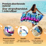 Personlig graffiti strandhandduk med namn stort sandfritt snabbtorkande badlakan unik present för födelsedag semester och resa
