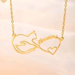 Collier personnalisé Mobius Nom du chat Coeur d'amour Bijoux minimalistes Cadeau d'anniversaire pour propriétaire amoureux des chats