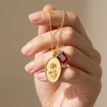 Personalised Retro Birth Flower Birthstone Necklace Dainty Jewellery Mother's Day Birthday Anniversary Gift for Mom Grandmom Women