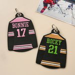 Personalised Ice Hockey Jersey Keychain with Embroidered Number and Name Daily Use Game Day Anniversary Gift for Hockey Players