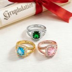 Anillo cuadrado personalizado de piedra de nacimiento con circón y texto grabado Regalo de finalización para graduados de la promoción de 2026
