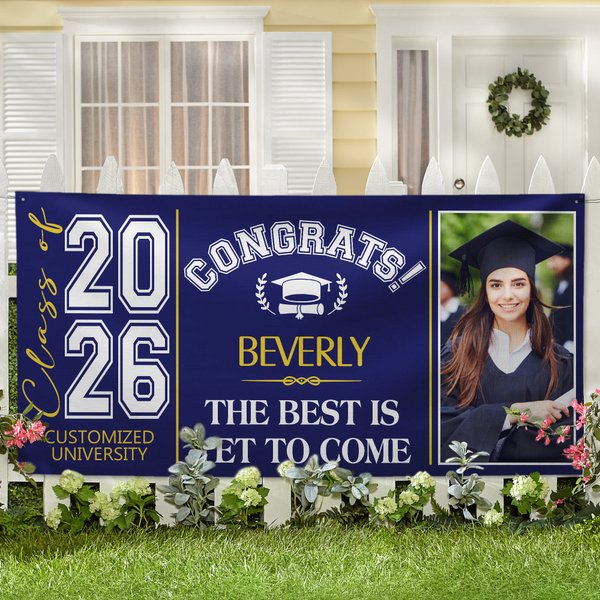 Personalised Congratulations Photo Banner with Name and Quote Class of 2026 Graduation Backdrop Party Decor Gift for Graduates