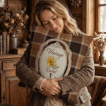 Personalizado Vintage Plaid Nacimiento Flor Suave Funda de Almohada con Nombre Decoración del Hogar Día de la Madre Regalo para Mamá Mujer