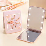 Gepersonaliseerde Hand Geboorte Bloem Dubbelzijdige Make-up Spiegel met Naam en LED Licht Moederdag Verjaardagscadeau voor Mama Oma