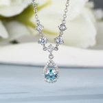 Personalized Mermaid Teardrop Necklace with Birthstone Dainty Jewellery Birthday Anniversary Gift for Girlfriend Woman