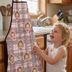 Gepersonaliseerd Beste Mama Papa Ooit Gezicht Foto's Verstelbaar Schort met Titel Verjaardag Moederdag Cadeau voor Kookliefhebber