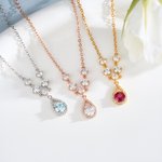 Personalized Mermaid Teardrop Necklace with Birthstone Dainty Jewellery Birthday Anniversary Gift for Girlfriend Woman