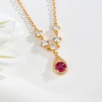 Personalized Mermaid Teardrop Necklace with Birthstone Dainty Jewellery Birthday Anniversary Gift for Girlfriend Woman