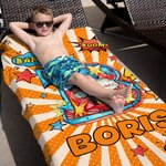 Gepersonaliseerde Superheld-stripontwerp Strandhanddoek met Ster en Naam Extra Groot en Sneldrogend Strandfeest- en Verjaardagscadeau voor Kinderen