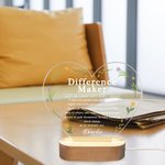 Personalised Difference Maker Affirmation Floral Heart LED Night Light with Wooden Base Birthday Retirement Thank You Gift for Leaders Coworkers