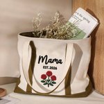 Personalisierte Rose gestickten Namen große Kapazität Tragetasche mit Titel und Jahr täglichen Gebrauch Geburtstag Muttertag Geschenk für Frau Mom