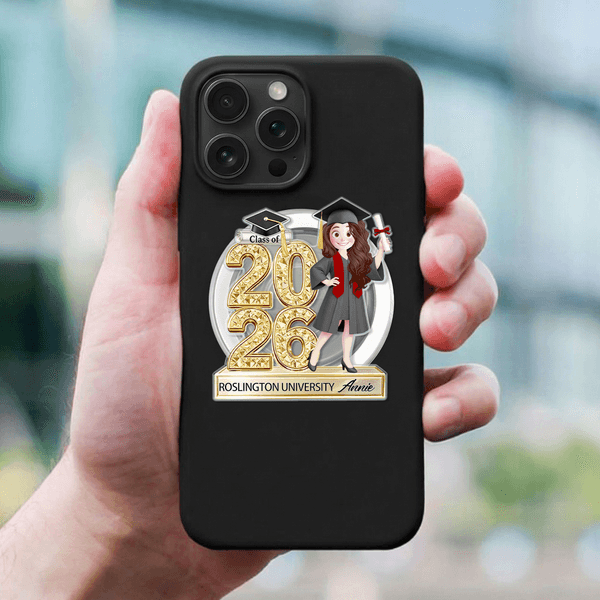 Personalisierte Cartoon Graduation Charakter Acryl magnetische Telefongriff mit Schulname Jahr und Name Graduierung Geschenk für Absolventen