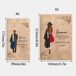 Personalized Cartoon Graduate Character Name A5 A6 PU Leather Notebook with Year and School Graduation Gift for 2026 Graduates