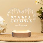 Personalisierte Mom We Love You Herzförmige LED-Nachtlicht mit 1-12 Kindernamen und hölzernen Basis Home Decor Muttertag Geburtstag Geschenk für Mama Oma