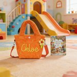 Personalisierte niedliche Blume Lollipop Erdbeere Name Cord Crossbody Tasche Geburtstag zurück zu Schule Geschenk für Mädchen Kleinkinder Kinder