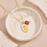 Personalised Retro Birth Flower Birthstone Necklace Dainty Jewellery Mother's Day Birthday Anniversary Gift for Mom Grandmom Women