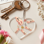 Personalised Birth Flowers Mom Kids Little Hands Heart Shape Acrylic Keychain with Name Mother's Day Birthday Gift for Mom Grandmom