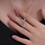 Personalized Mermaid Teardrop Necklace with Birthstone Dainty Jewellery Birthday Anniversary Gift for Girlfriend Woman