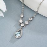 Personalized Mermaid Teardrop Necklace with Birthstone Dainty Jewellery Birthday Anniversary Gift for Girlfriend Woman