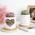 Personlig 6-fotokollage Födelseblomma Keramisk växtkruka med namn och bambubricka Mors dag Födelsedagspresent till mamma mormor