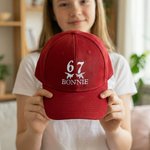 Casquette de baseball ajustable avec nom, broderie multicolore six sept, cadeau d'anniversaire et de rentrée scolaire pour les adolescents de la génération Z.