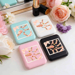 Gepersonaliseerde Hand Geboorte Bloem Dubbelzijdige Make-up Spiegel met Naam en LED Licht Moederdag Verjaardagscadeau voor Mama Oma